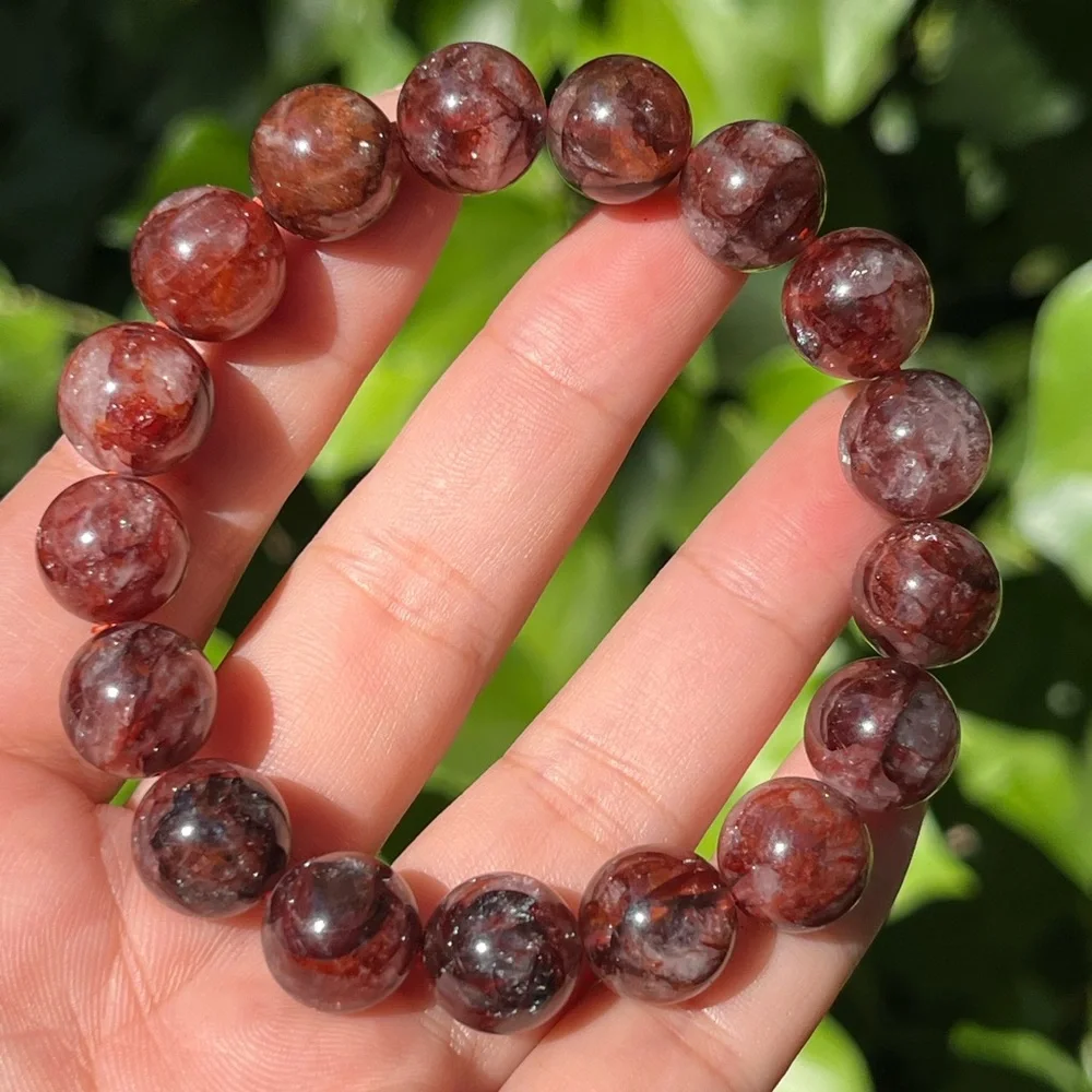 12mm stretchable dark fire Quartz bracelet‎